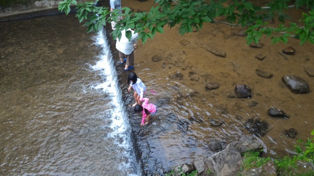 岩屋堂公園（愛知瀬戸市）水（川）遊び天然プール岩場のある小学生向き