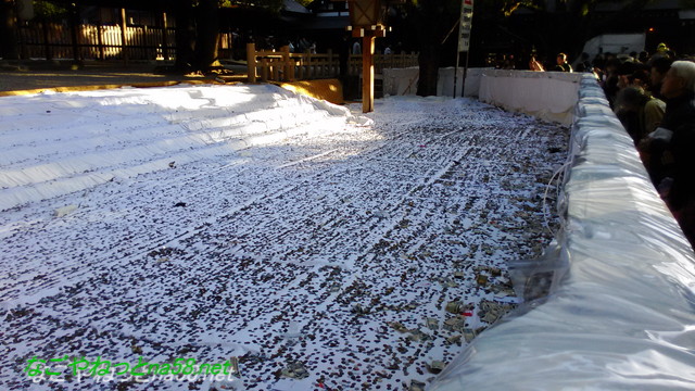 名古屋市熱田区熱田神宮の御本殿前お賽銭用の白い布を広げた広場