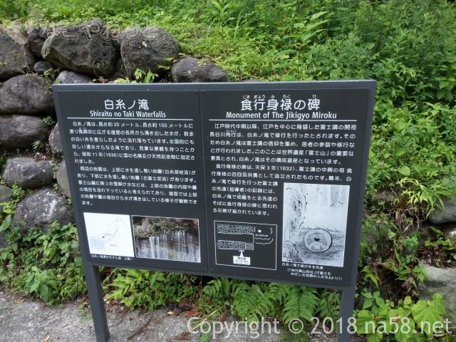  静岡県の富士宮市「白糸の滝」解説標識