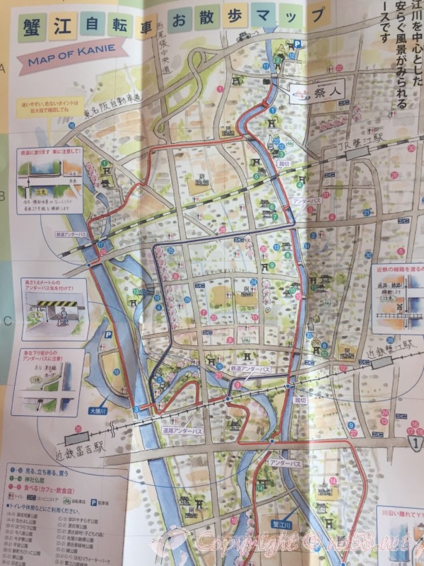 愛知県蟹江町の蟹江観光交流センター祭人、蟹江自転車周遊マップ