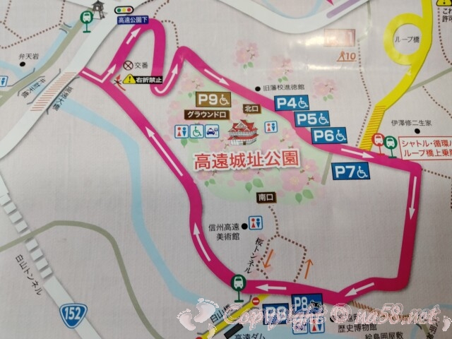 高遠の桜まつり・高遠城址公園　有料駐車場案内図