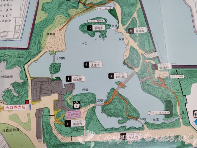玄宮園（滋賀県彦根市）の案内図（マップ）