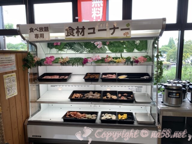 「戸田川緑地BBQ M's Garden（エムズガーデン）」食べ放題食材コーナー