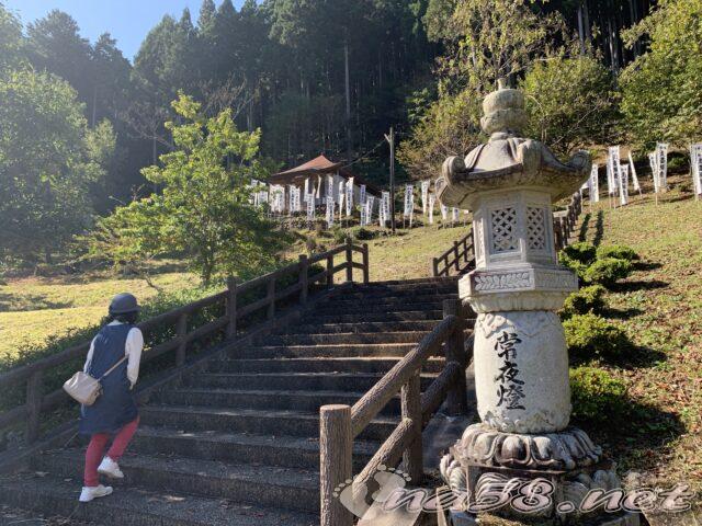 薄墨桜の後方にある弘法堂と観音堂への階段