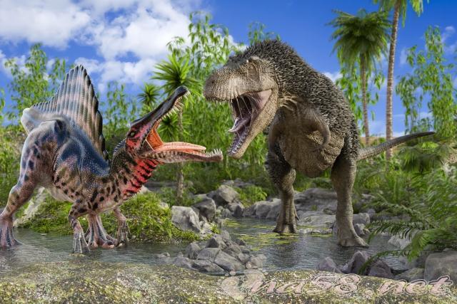 恐竜　スピノサウルス　ティラノサウルス